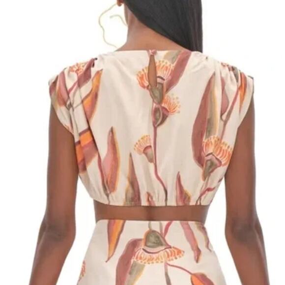 Andrea Iyamah NEW Halima Crop Top Tan Eucalyptus Print XL resort tropical - Picture 3 of 14